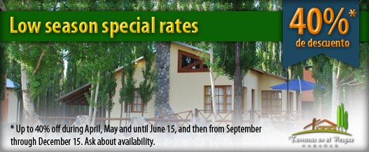 Low season special rates: up to 40% off during April, May and until June 15, and then from September through December 15. Ask about availability.